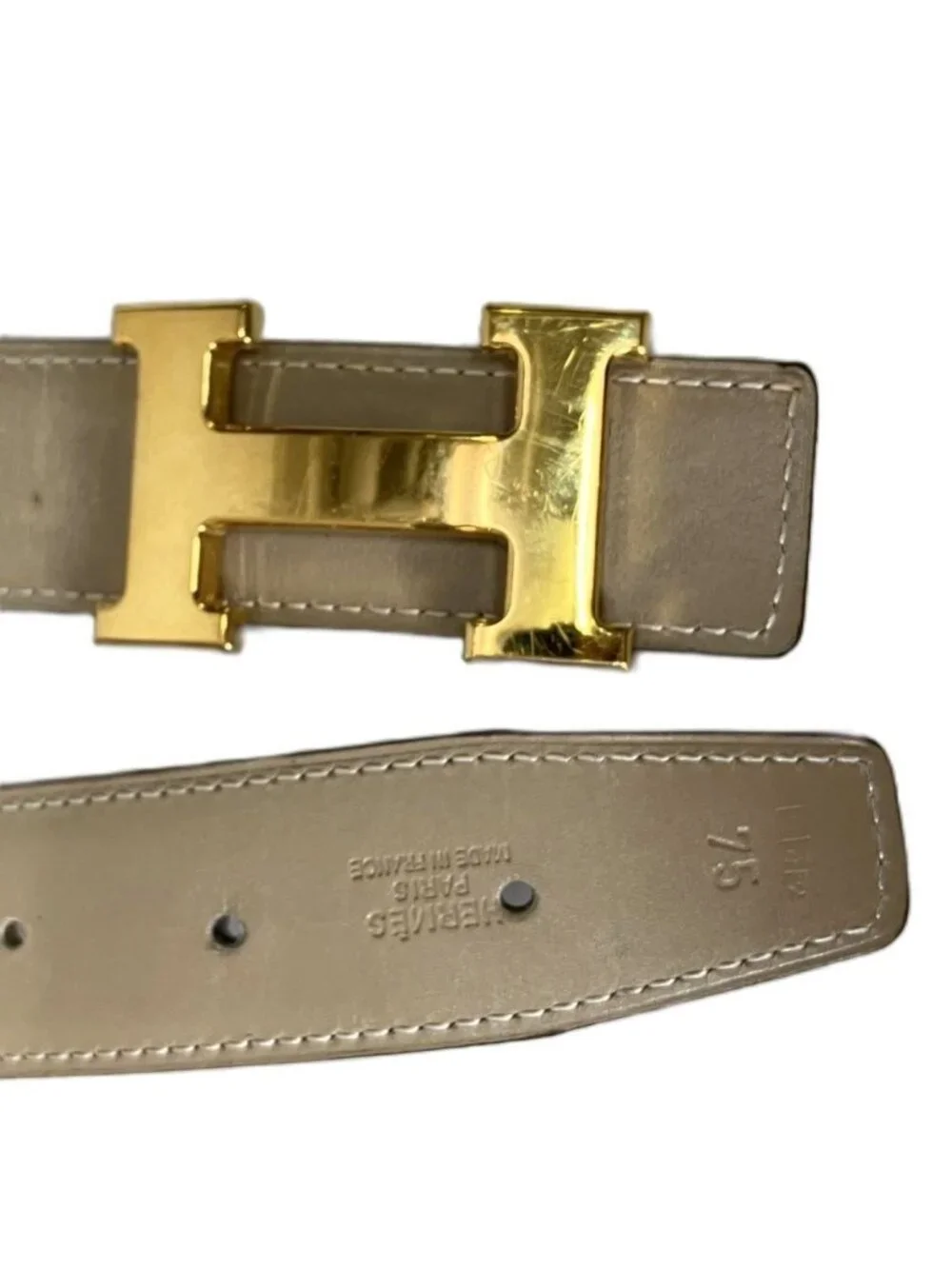 Hermes H Constance Belt Leather 75 Beige